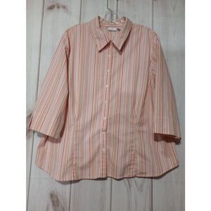 Apt 9 Shirt‎ Ladies 2x Orange 3/4 Sleeve Button Front